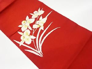 リサイクル　塩瀬手描き花模様名古屋帯